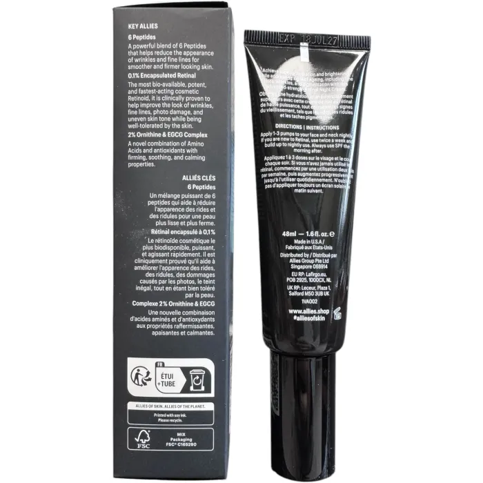 Ночной антивозрастной крем с ретинолом Allies of Skin Retinal Peptides Repair Night Cream