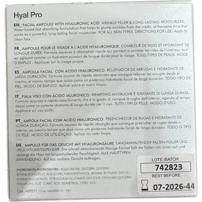 Ампули з гіалуроновою кислотою Casmara Hyal Pro