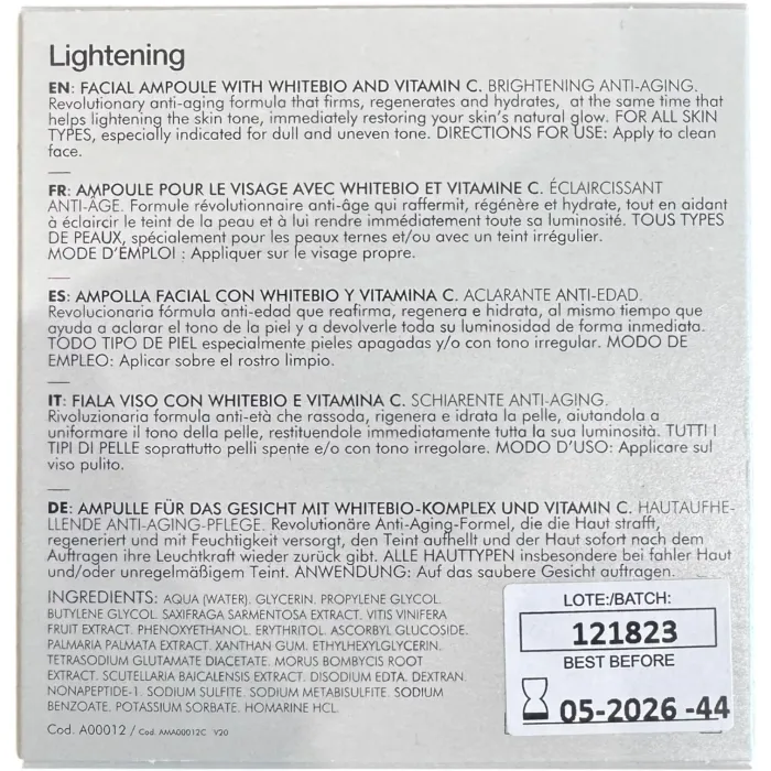 Осветляющие ампулы c витамином С Casmara Lightening