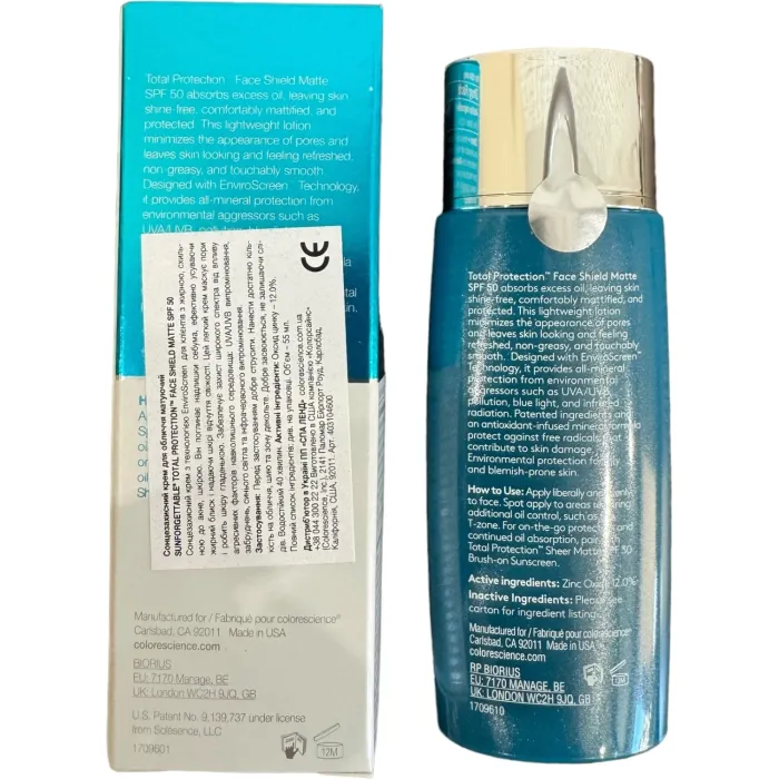 Солнцезащитный крем матирующий Colorescience Face Shield Matte SPF 50