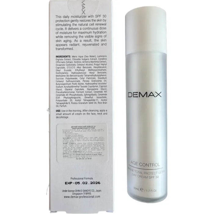 Дневной защитный крем Demax Age Control Marine Day Cream Total Protect SPF 30