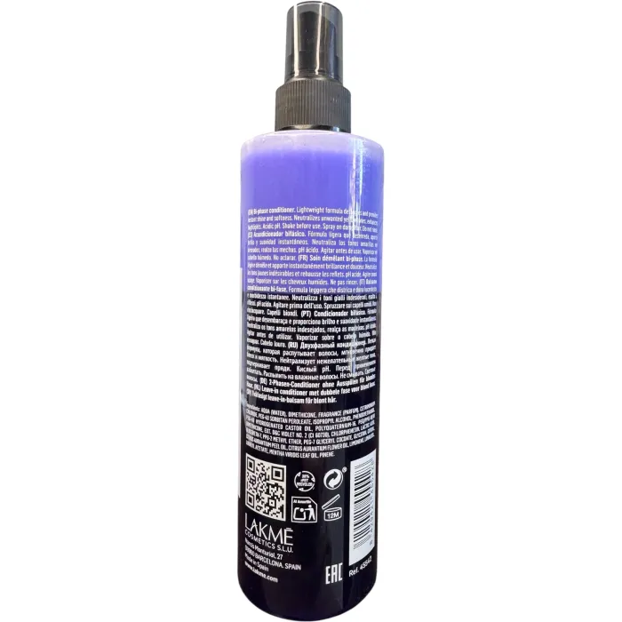 Двухфазный кондиционер для осветленных или седых волос Lakme L2 Blonde