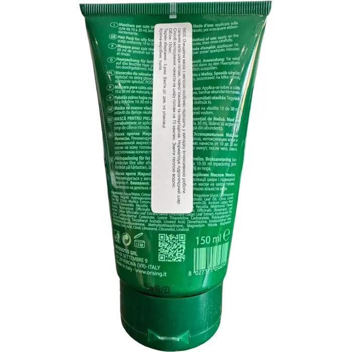 Маска для жирної шкіри голови з маслом меліси ORising