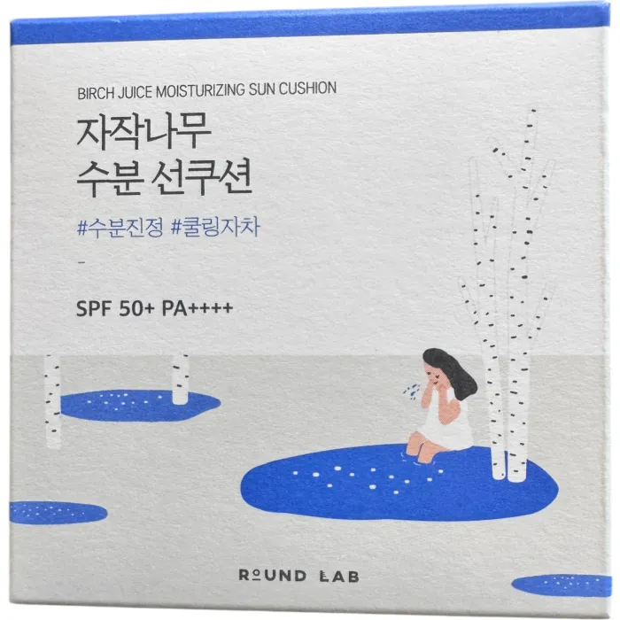 Санскрин-кушон с березовым соком Round Lab Birch Juice Moisturizing Sun Cushion SPF 50+