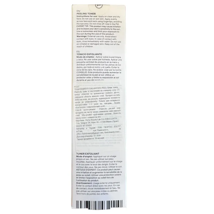 Кислотный пилинг-тонер для лица Transparent-Lab Balancing Peel