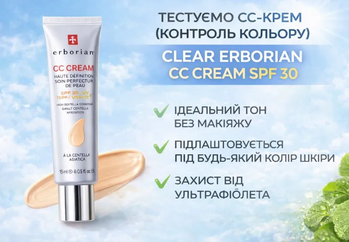 Тестуємо CC-крем (контроль кольору) Clear Erborian CC Cream SPF 30